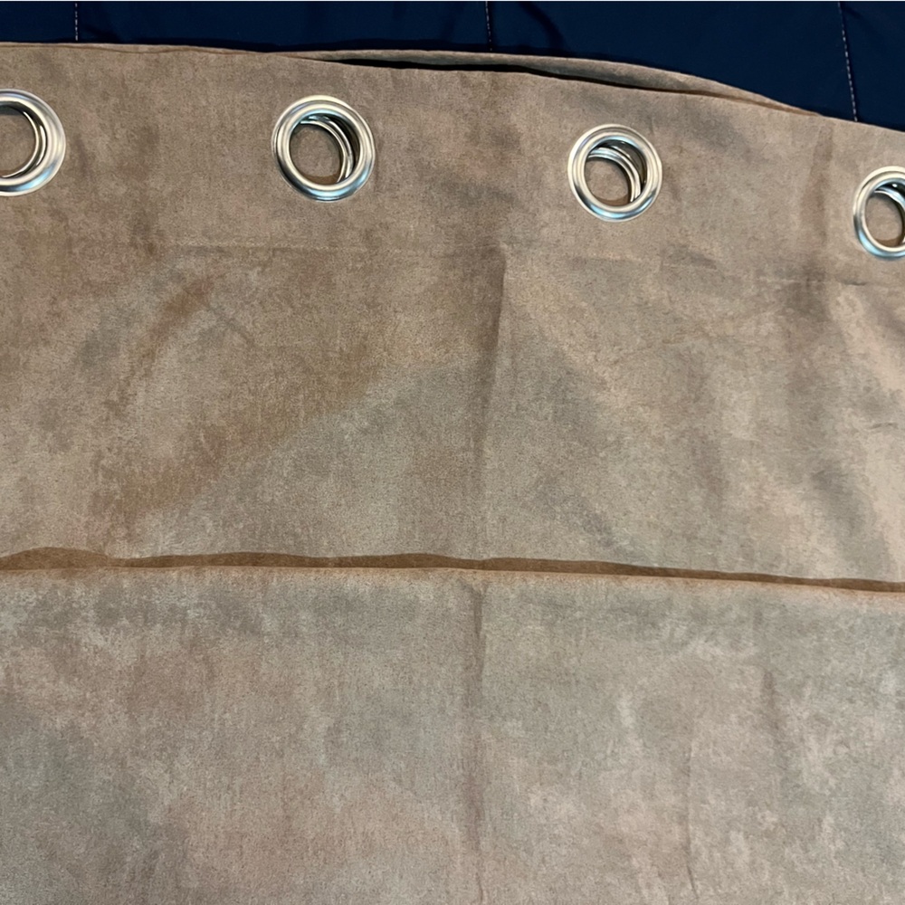 Tan Curtain with Silver Grommets